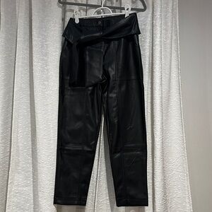 EUC - Black Faux Leather Pants with Belt - Small